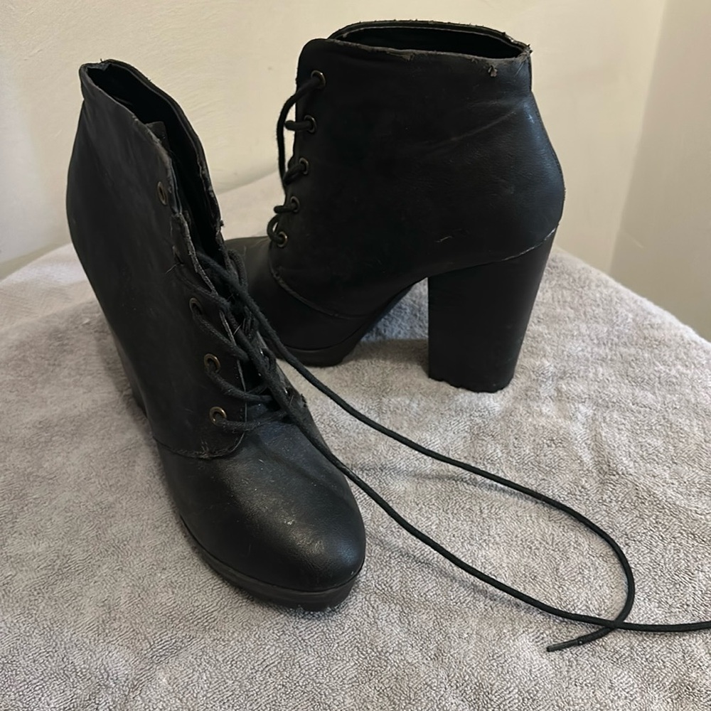 Black lace up heels